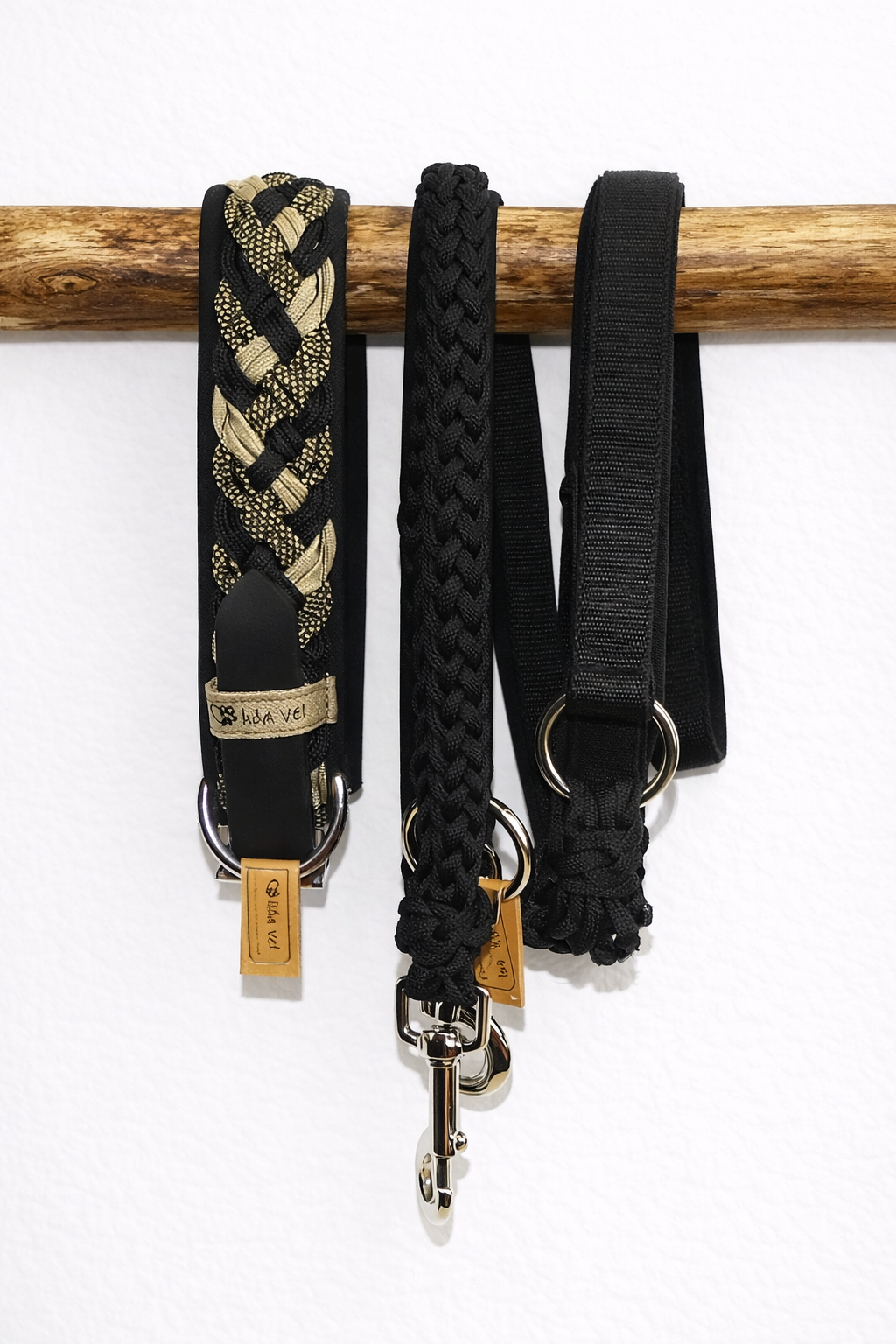 Paracordhalsband gepolstert in schwarz verstellbar