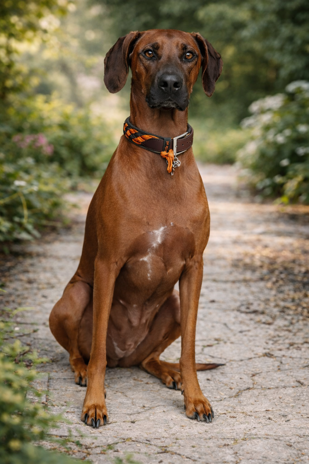 Paracordhalsband gepolstert in Cognac verstellbar