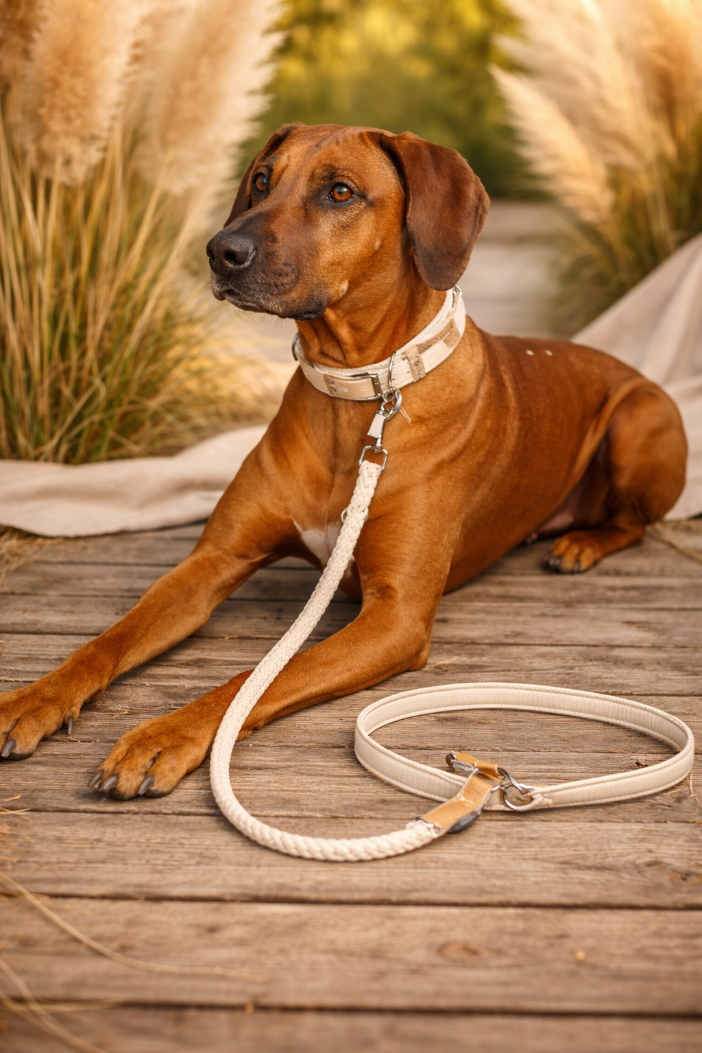 Paracordhalsband gepolstert in beige verstellbar