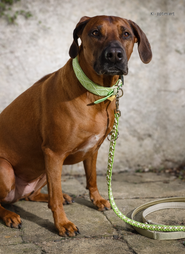 Hundehalsband gepolstert in grün verstellbar