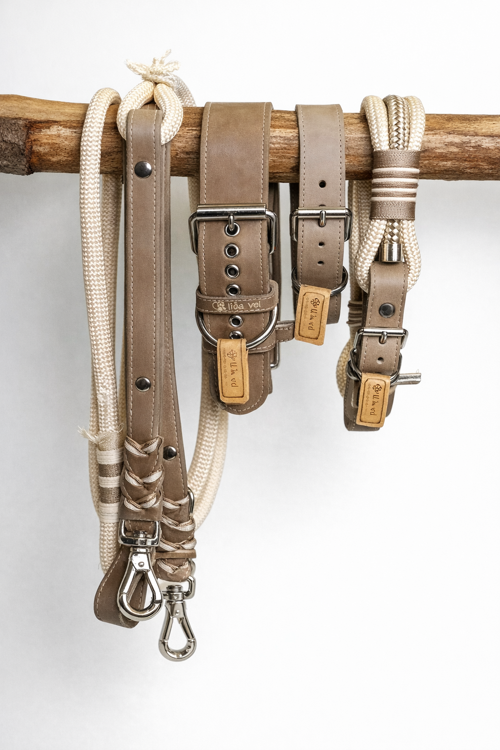 Fettlederhalsband Taupe