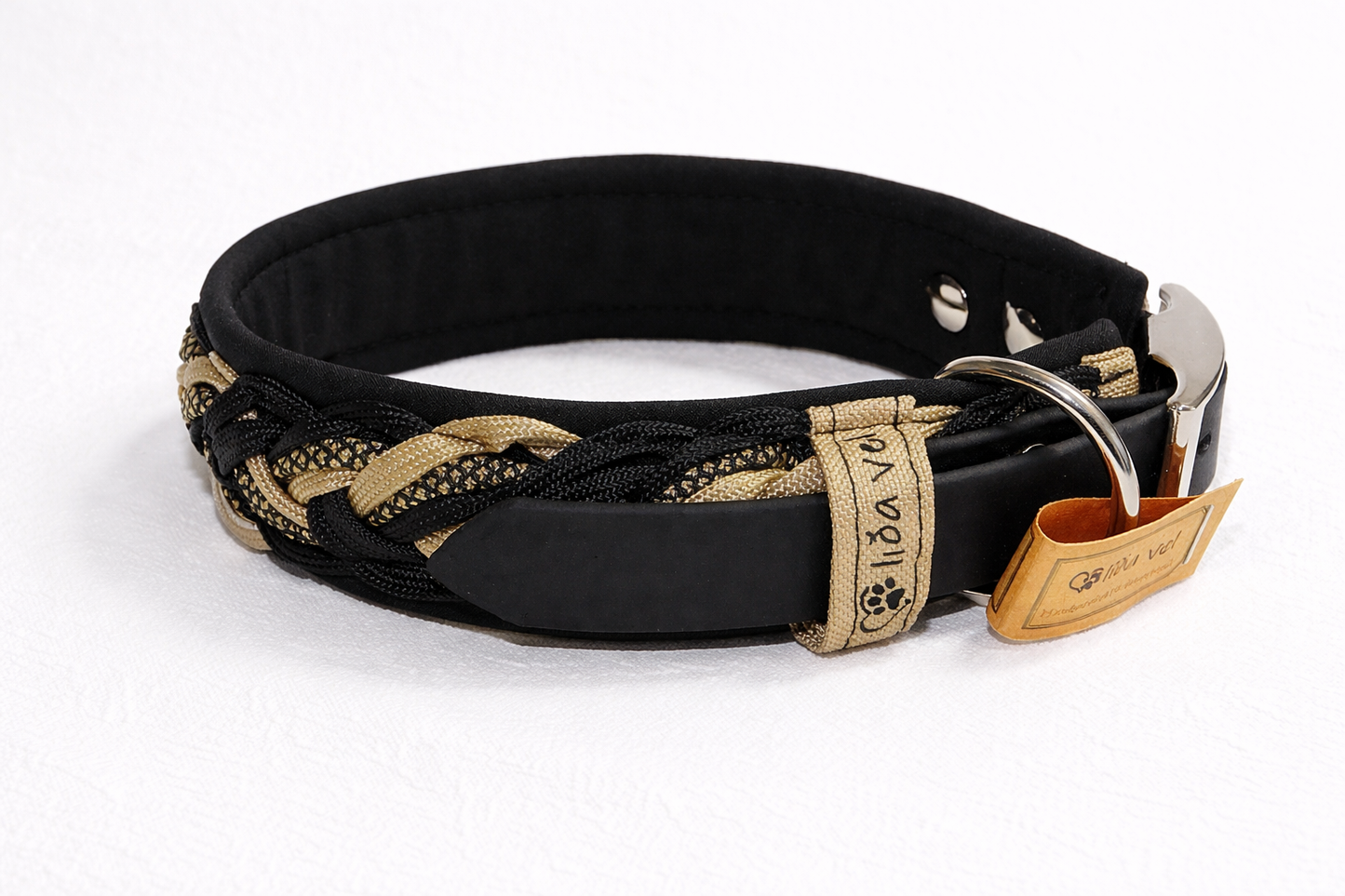 Paracordhalsband gepolstert in schwarz verstellbar