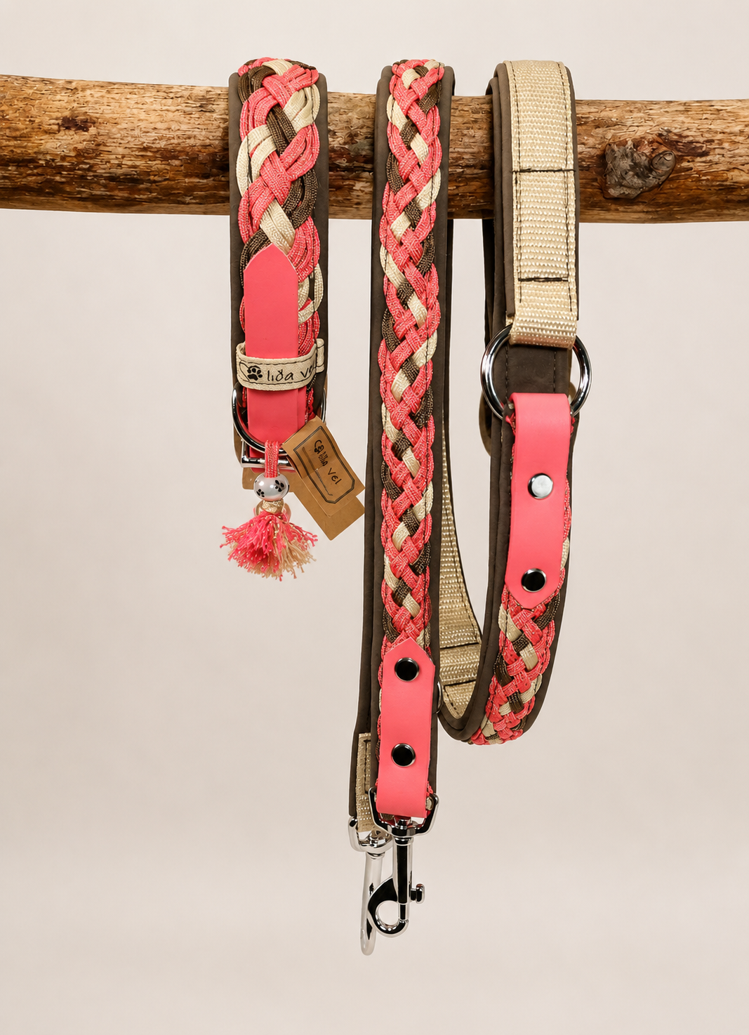 Paracordhalsband gepolstert in coralle verstellbar