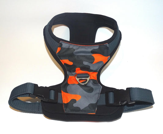 Gepolstertes Hunde Geschirr Grau Camouflage, personalisierbar