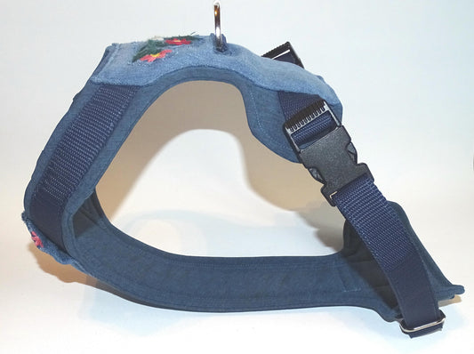 Einzelstück Gr. L + M Hunde Geschirr Jeans Blumen