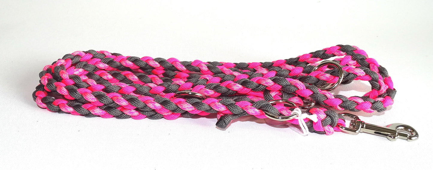 Paracord Leine mini in Neon Pink Grau