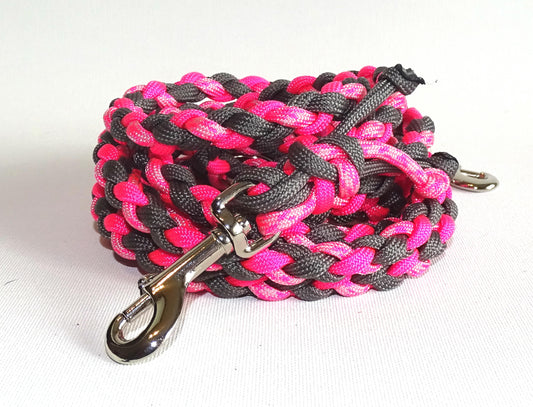 Paracord Leine mini in Neon Pink Grau