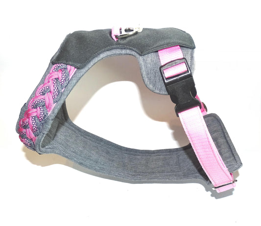Gepolstertes Hunde Geschirr Rosa Paracord, personalisierbar