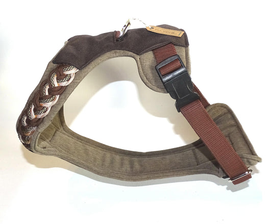 Gepolstertes Hunde Geschirr Braun Paracord, personalisierbar