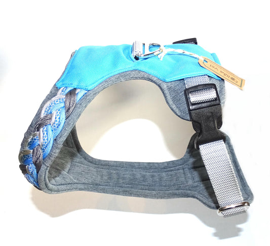 Gepolstertes Hunde Geschirr hell Blau Paracord, personalisierbar