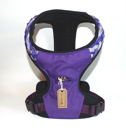 Gepolstertes Hunde Geschirr Lila Paracord, personalisierbar