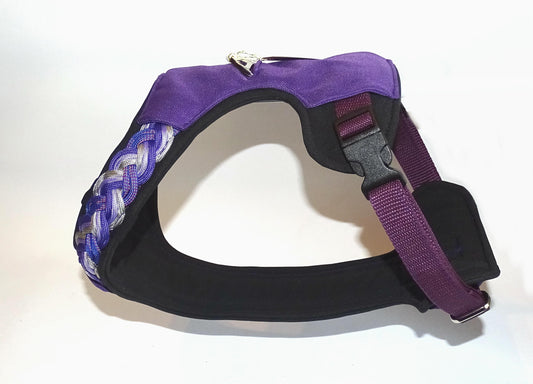 Gepolstertes Hunde Geschirr Lila Paracord, personalisierbar
