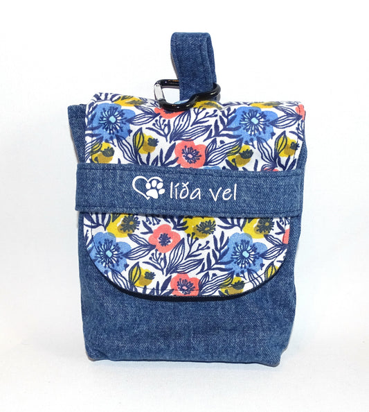 Futterbeutel Jeans blau/Blumen