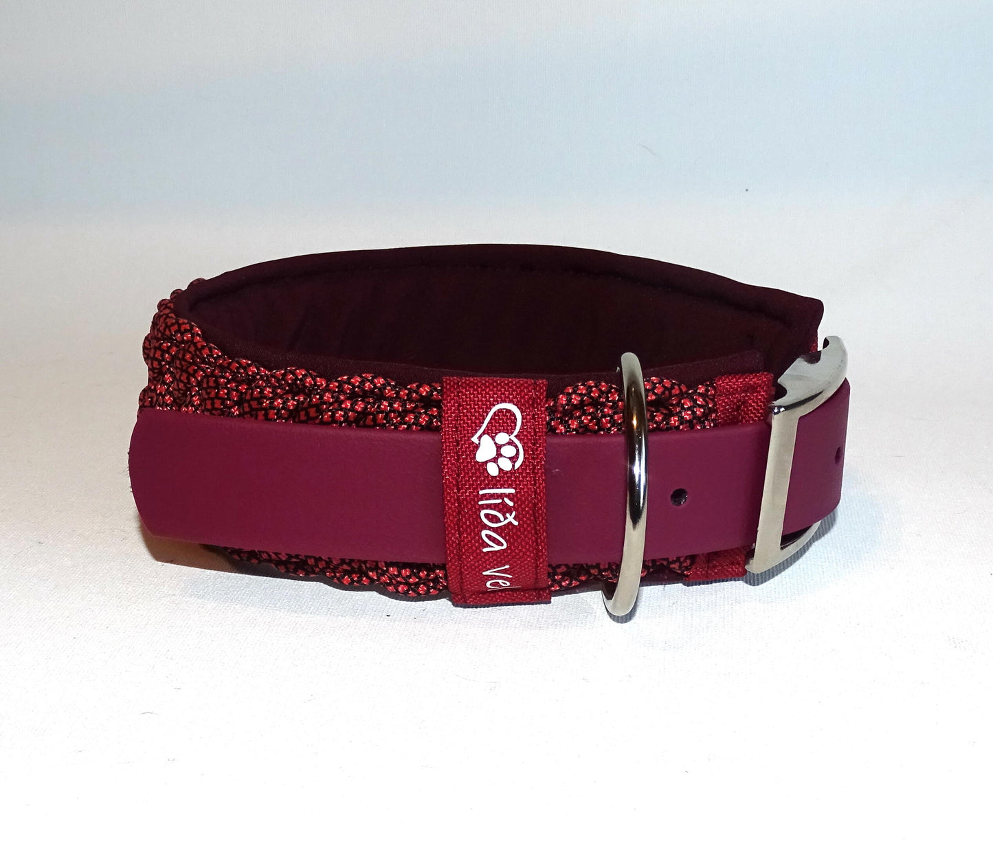 Paracordhalsband Softshell gepolstert Bordeaux verstellbar