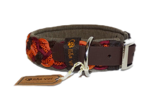 Paracordhalsband gepolstert Orange-Braun