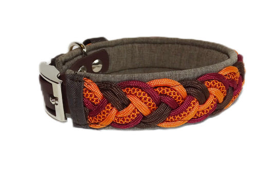 Paracordhalsband gepolstert Orange-Braun