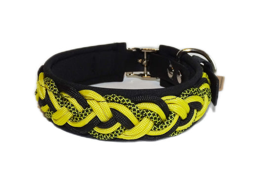 Paracordhalsband gepolstert Schwarz-Gelb