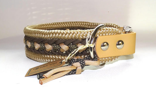 Breites Hundehalsband Beige Halsumpfang 37 cm