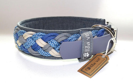 Paracordhalsband gepolstert Blau-Grau