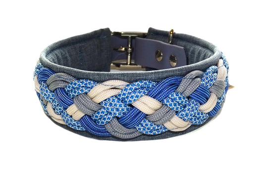 Paracordhalsband gepolstert Blau-Grau