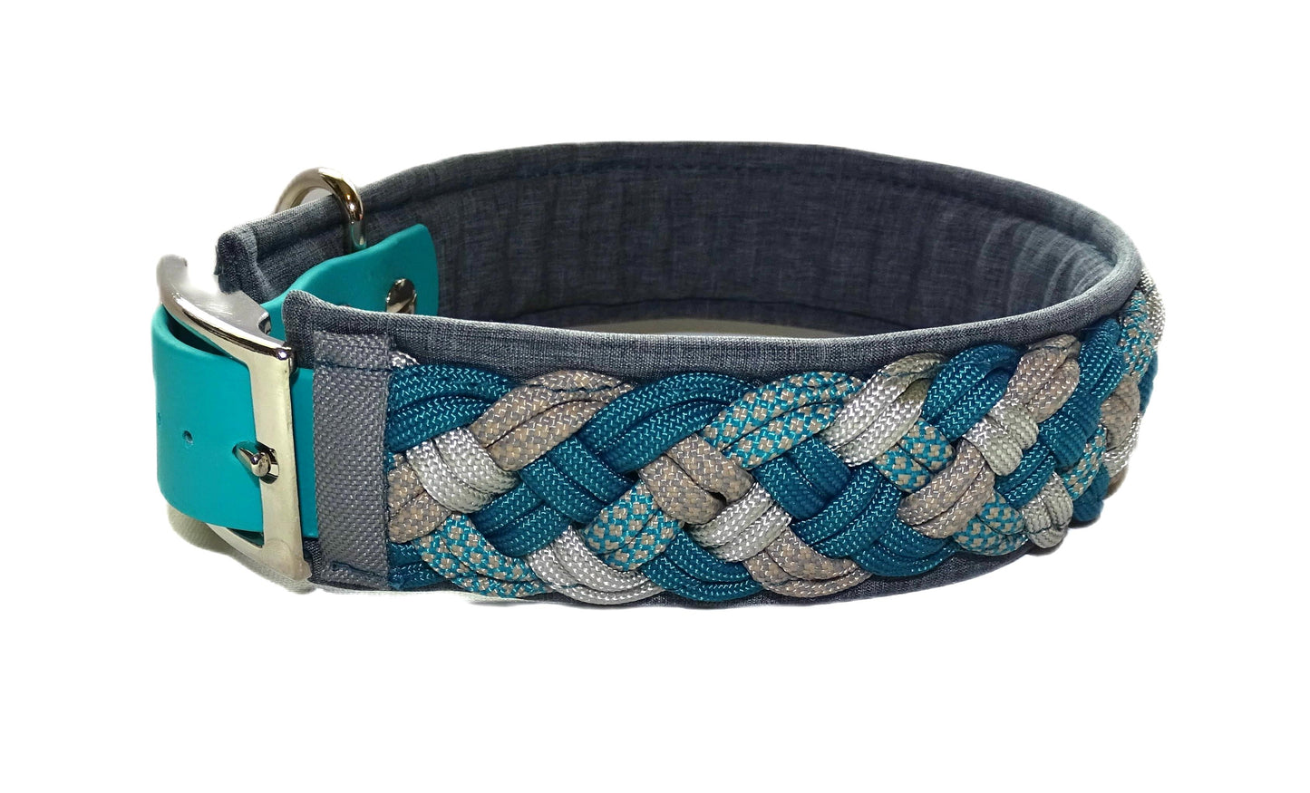 Paracordhalsband Softshell gepolstert Teal verstellbar