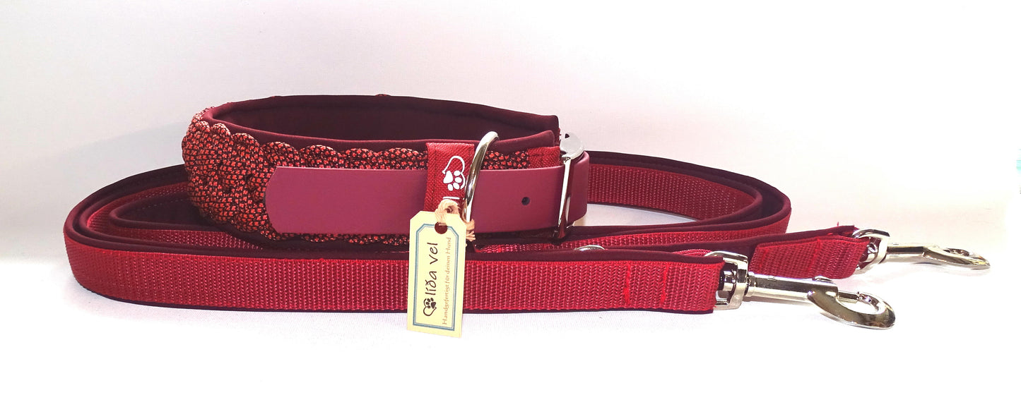 Paracordhalsband Softshell gepolstert Bordeaux verstellbar