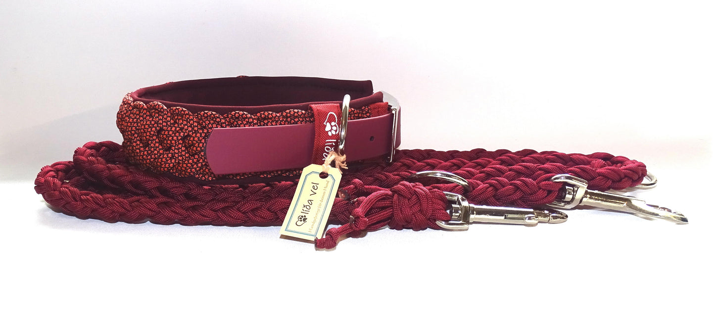 Paracordhalsband Softshell gepolstert Bordeaux verstellbar