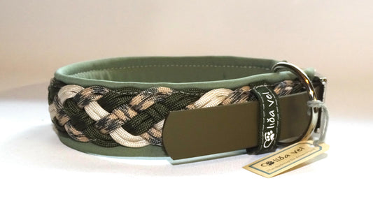 Paracordhalsband gepolstert Olive verstellbar