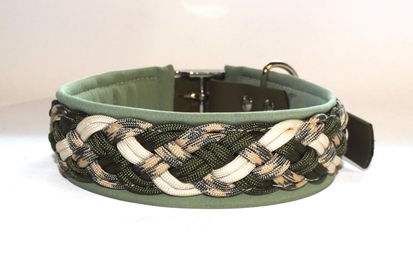 Paracordhalsband Softshell gepolstert Olive verstellbar