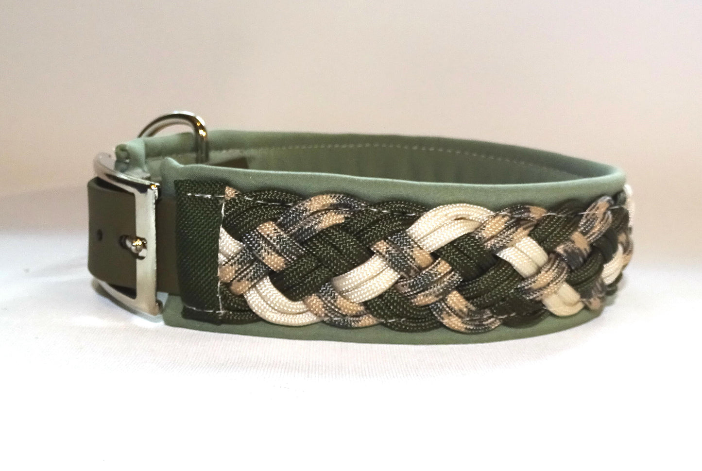 Paracordhalsband Softshell gepolstert Olive verstellbar