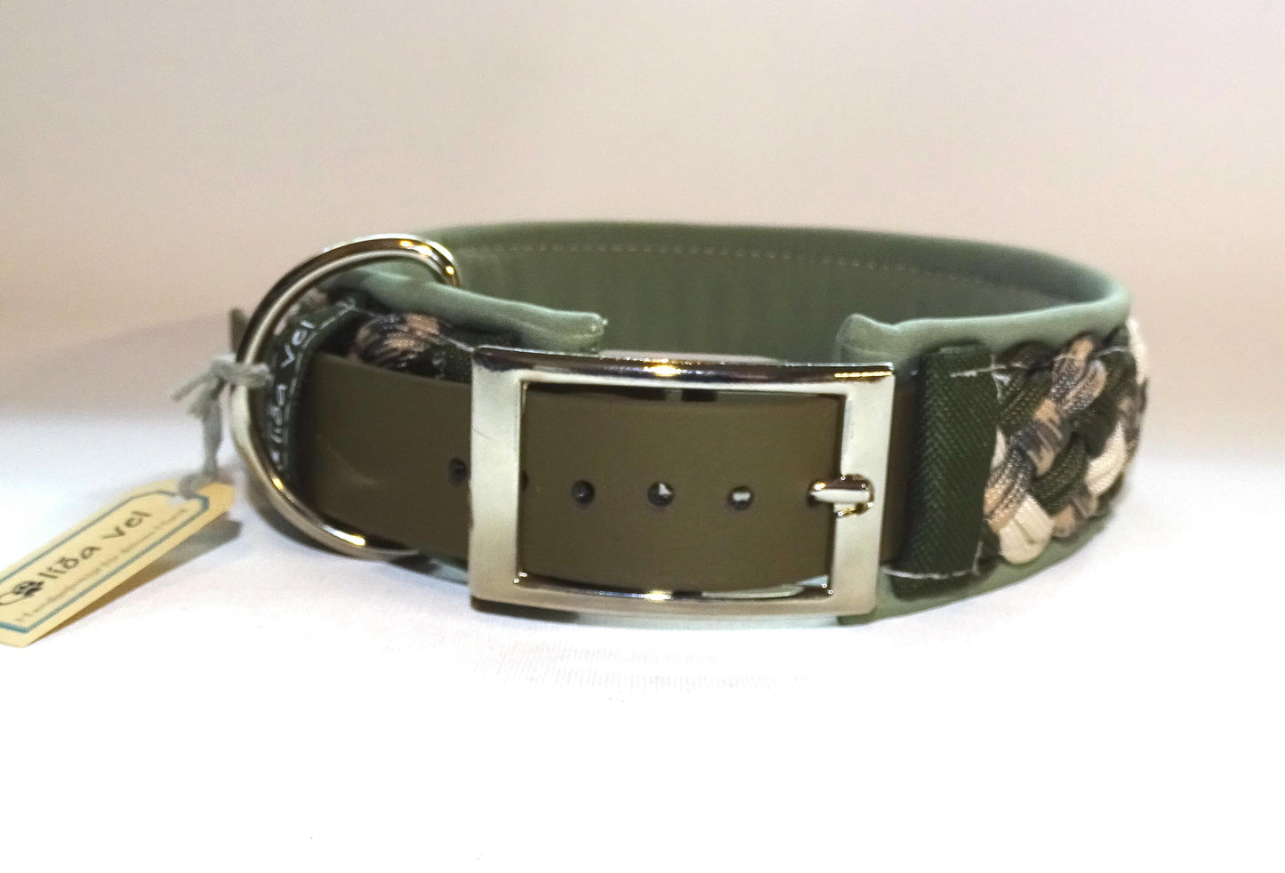 Paracordhalsband Softshell gepolstert Olive verstellbar