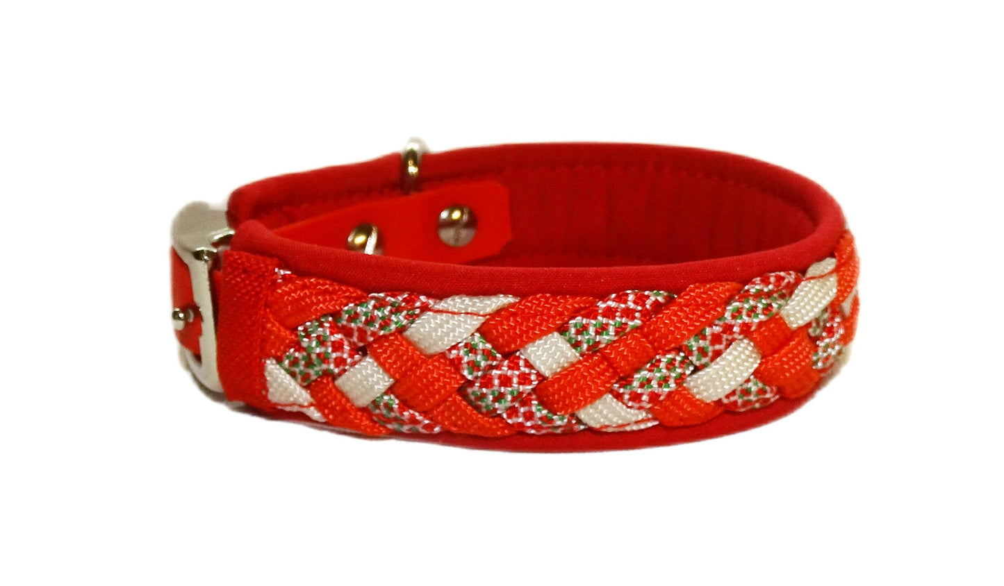 Mini Paracordhalsband Softshell gepolstert Rot verstellbar