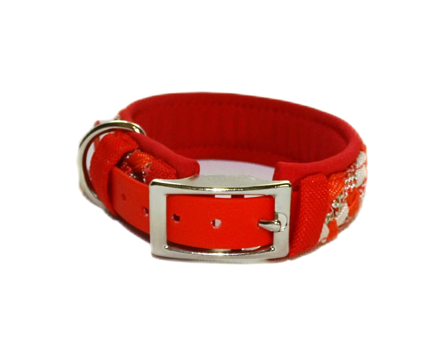 Mini Paracordhalsband Softshell gepolstert Rot verstellbar