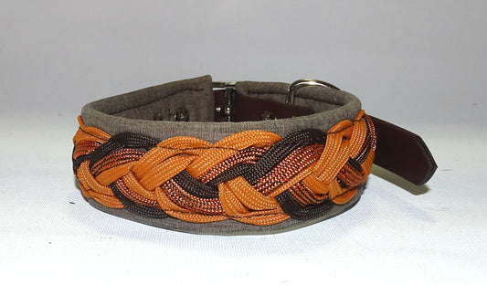 Paracordhalsband gepolstert Cognac