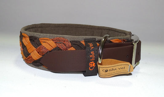 Paracordhalsband gepolstert Cognac verstellbar