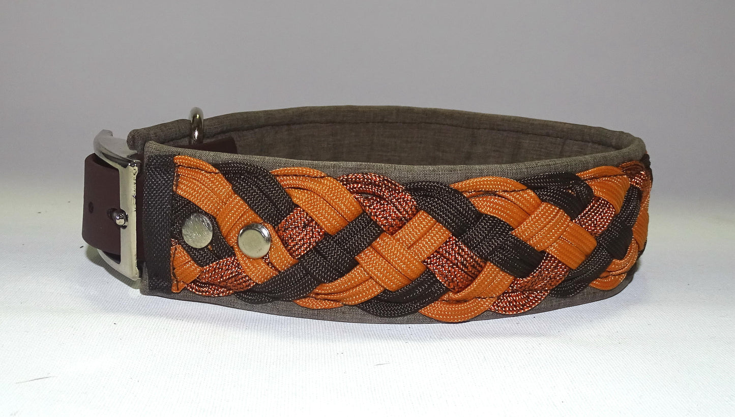 Paracordhalsband gepolstert Cognac verstellbar