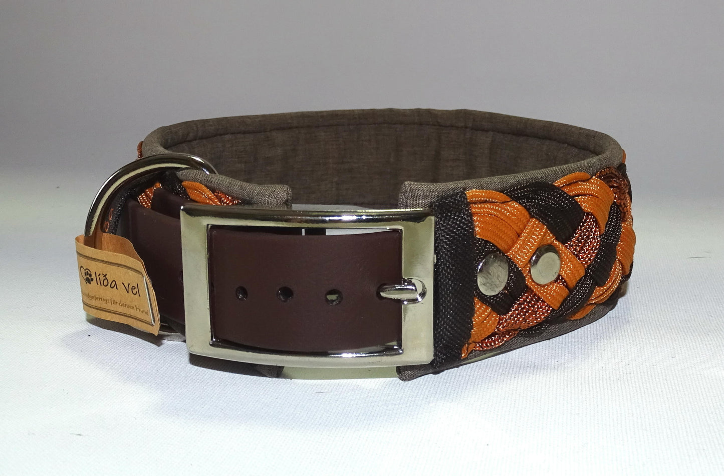 Paracordhalsband gepolstert Cognac verstellbar