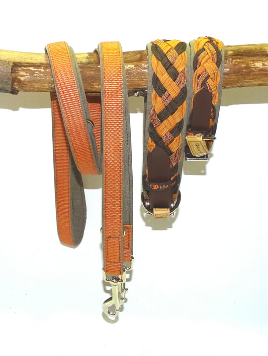 Paracordhalsband gepolstert Cognac