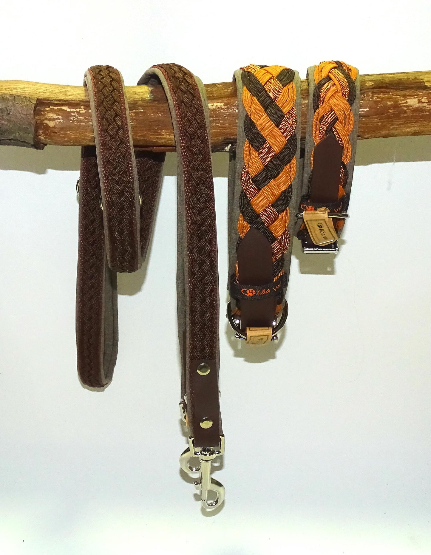 Paracordhalsband gepolstert Cognac verstellbar