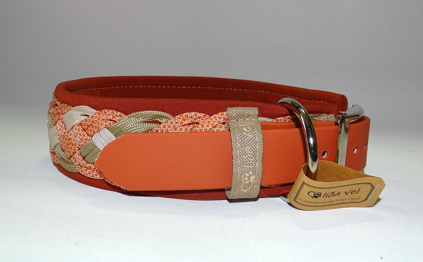 Paracordhalsband Softshell gepolstert Orange verstellbar