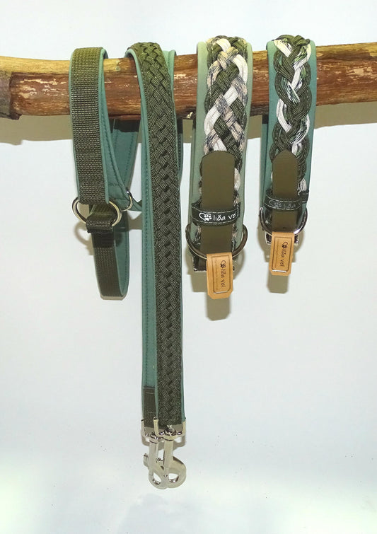 Paracordhalsband gepolstert Olive verstellbar