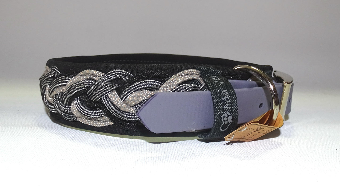 Paracordhalsband gepolstert Grau / Schwarz
