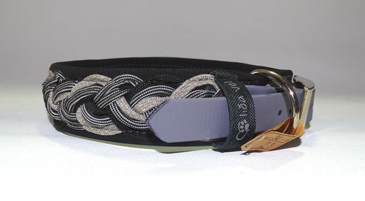 Paracordhalsband gepolstert Grau / Schwarz