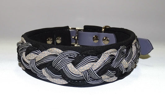 Paracordhalsband gepolstert Grau / Schwarz