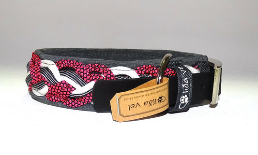 Paracordhalsband gepolstert Pink