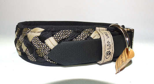 Paracordhalsband gepolstert Schwarz / Braun verstellbar