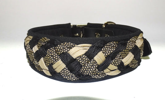 Paracordhalsband gepolstert Schwarz / Braun verstellbar