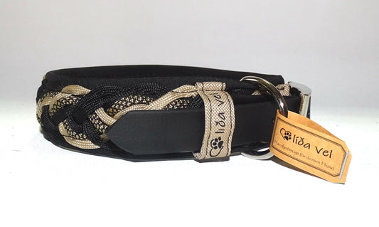 Paracordhalsband gepolstert Schwarz-Braun