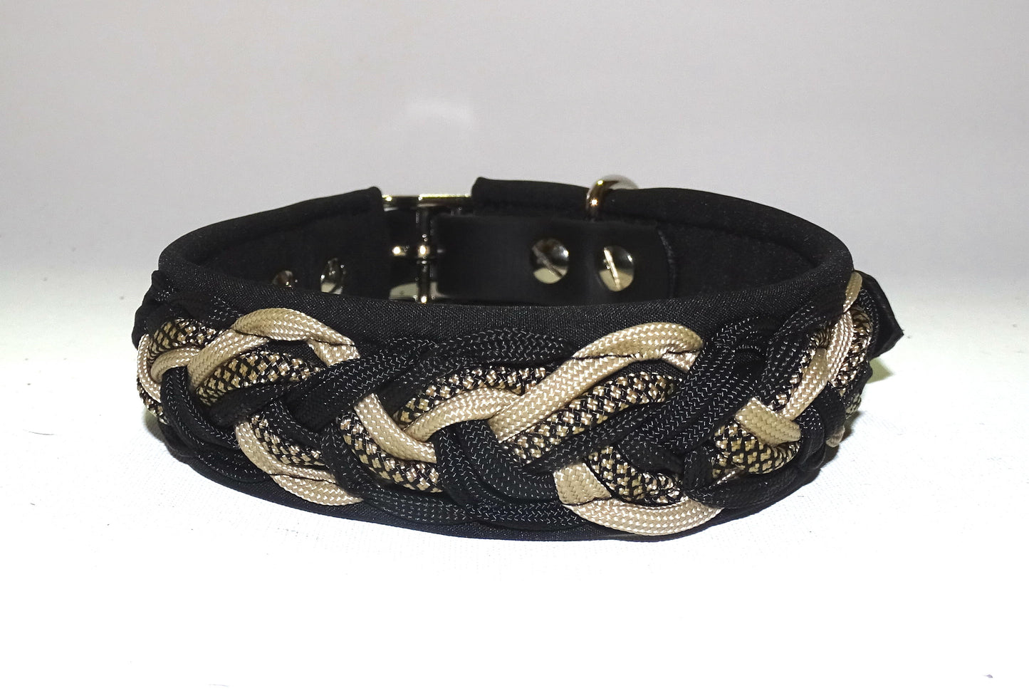 Paracordhalsband gepolstert Schwarz-Braun