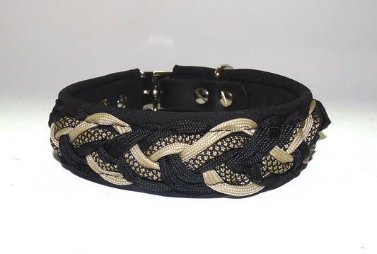 Paracordhalsband gepolstert Schwarz-Braun